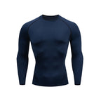Herren Kompressions-Langarmshirt Schwarz Fitness-T-Shirt Männer Laufen Schnelltrocknend Gym-Top Sonnenschutz Sport-Baselayer