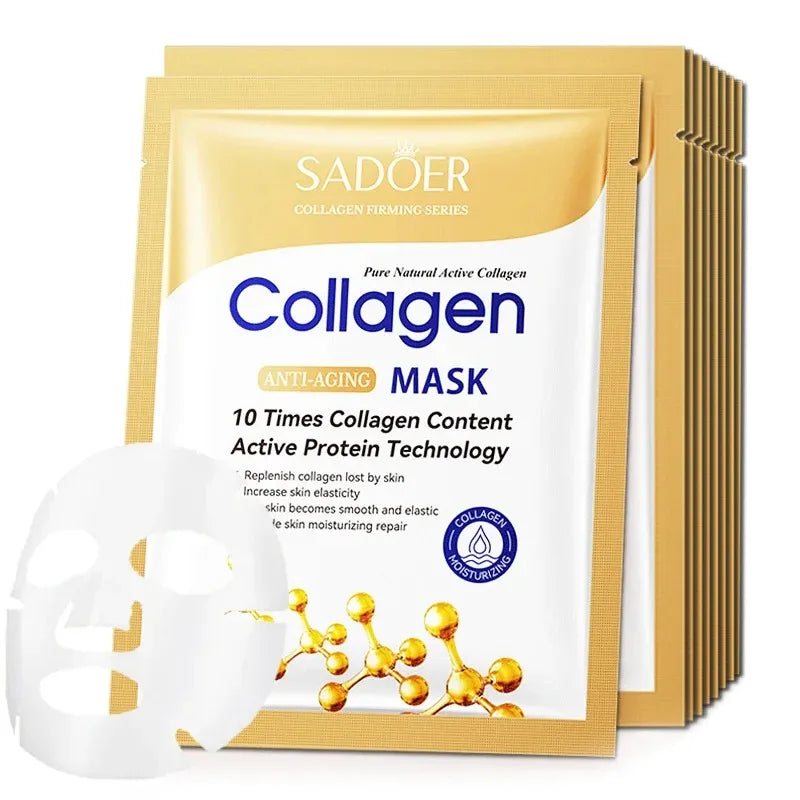 5/10/20/30 Stück SADOER Kollagen Gesichtsmaske Straffende Feuchtigkeitsspendende Reparatur Aufhellende Hautpflege Gesichts-Tuchmaske Gesichtsmasken Hautpflege