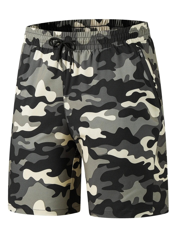 Herren-Shorts für sommerliches Fitnessstudio-Training, Laufen, Radfahren, schnell trocknend, atmungsaktiv, mit Kordelzug, Sporthose, Ausgeh-Outfit0428