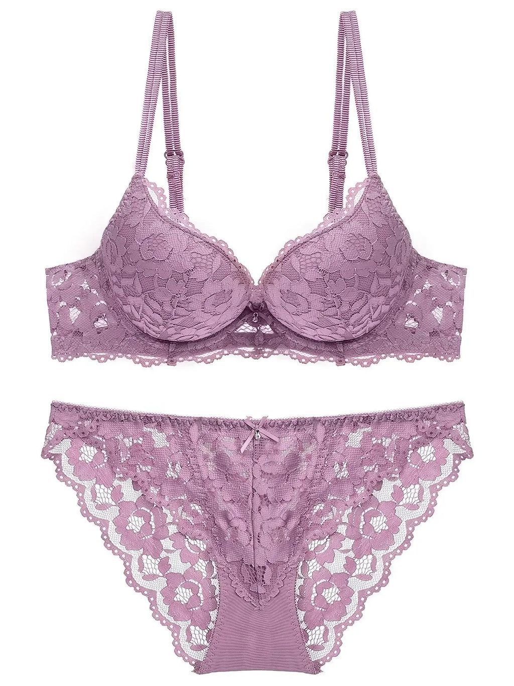 1 Set Elegantes Dessous-Set aus Spitze mit Stickerei und atmungsaktivem Stoff: Push-Up-BH, transparenter Schlüpfer mit tiefem Bund – das ultimative Valentinstagsgeschenk