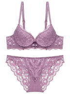 1 Set Elegantes Dessous-Set aus Spitze mit Stickerei und atmungsaktivem Stoff: Push-Up-BH, transparenter Schlüpfer mit tiefem Bund – das ultimative Valentinstagsgeschenk