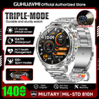 2026 Neue TANK Ultra 1400mAh Akku Militär Smartwatch 10ATM Wasserdicht Herzfrequenz Taktische LED Taschenlampe Herren Sportarmband