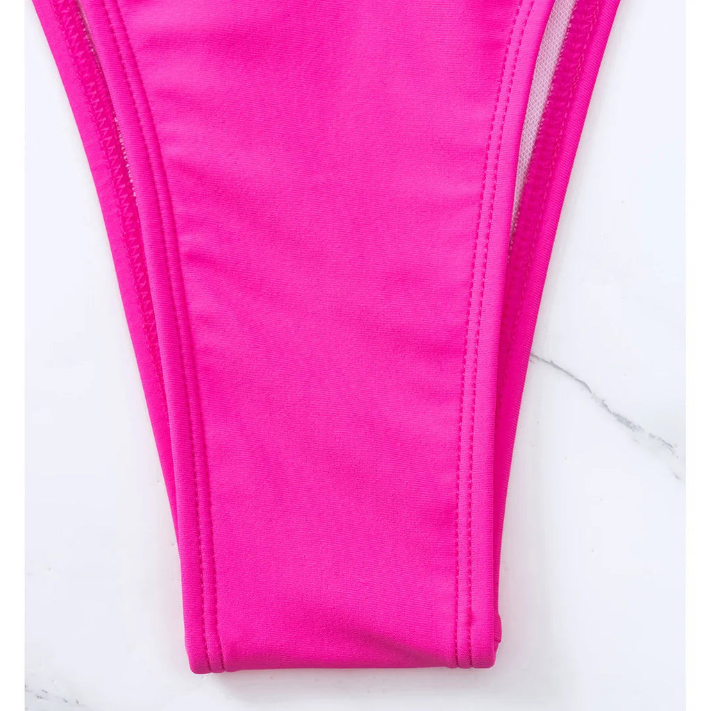 7 Farben Neckholder Brasilianischer Bikini Damen Bademode Weiblicher Badeanzug Zweiteiliges Bikini-Set Gepolsterter Badeanzug Damen V3536