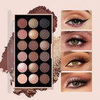 18-Farben-Lidschatten-Palette – Perlglanz, Matt, feiner Schimmer, Glitzer, Erdtöne, langanhaltend, hochpigmentiert