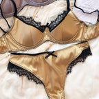 Französisches Dessous-Set mit dünnen Cups, sexy Spitze, Push-up-BH, Mode für Damen, Seidenstoff, Unterwäsche, hochwertige Intimates, BHs und Höschen