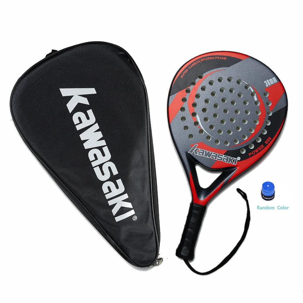 Kawasaki Padel Tennis Schläger aus Carbonfaser mit weichem EVA-Kern, inklusive Padel-Tasche und Hülle, Power Beach Tennis Padel