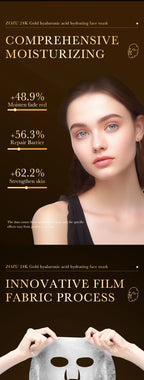 10 Stück 24 Karat Gold Hyaluronsäure Feuchtigkeitsspendende Gesichtsmaske Whitening Maske für Damen Koreanische Hautpflegeprodukte