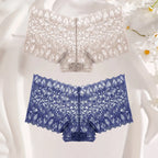 FINETOO 2Pcs Lace Four Shorts Women Low-Rise Panties Floral Underwear S-XL Girls Sexy Panties Ladies Lace Underpants Lingerie