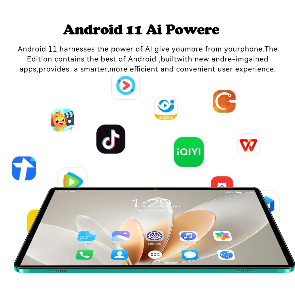 Sauenaneo PC Tablet 4 GB RAM 64 GB ROM (1 TB Erweiterung) unterstützt Google Office Dual-SIM-Karten Dual-Kameras Android 11