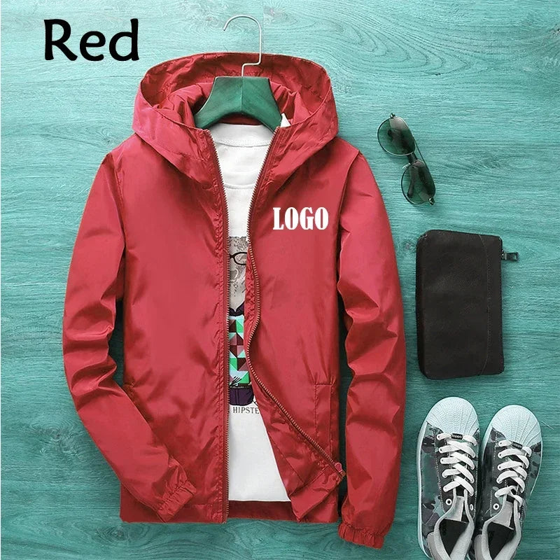Maßgeschneiderte Reise-Team Zipperjacke, Kapuzen-Unisex-UV-beständige, wasserdichte Jacke für Herren und Damen, Oberbekleidung, Frühling, Sommer,