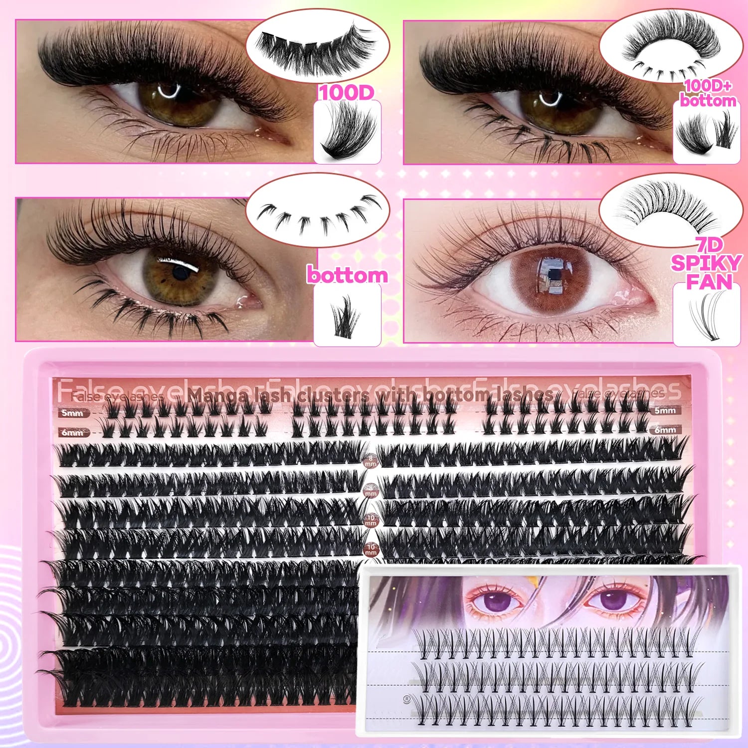 60/402PCS 100D Wimpernset mit unteren Wimpern, dick und angenehm zu tragen für den Alltag, Party, Hochzeit, Abend-Make-up, Wimpernverlängerungen