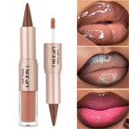 Schwarzer brauner, spitz zulaufender Lipliner-Konturenstift, doppelseitiger Spiegel, aufpolsternder Lippenglanz, kristallklarer Lipgloss, sexy roter Lippen-Tint-Make-up