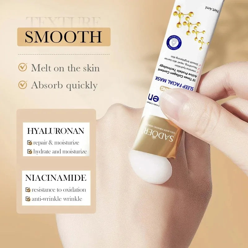30 Stück Sadoer Kollagen Schlafmaske Gesichtspflege Feuchtigkeitsspendend Aufhellend Straffend Hydratisierend Maske Gesichtshautpflege