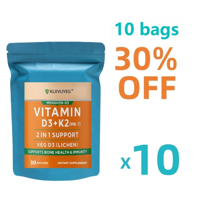 Vitamin D3 K2 | Vitamin K2 MK7 Patch für Knochen- & Herzgesundheit | Vitamin D für Frauen & Männer | Vitamin K2 und D3 Nahrungsergänzungsmittel