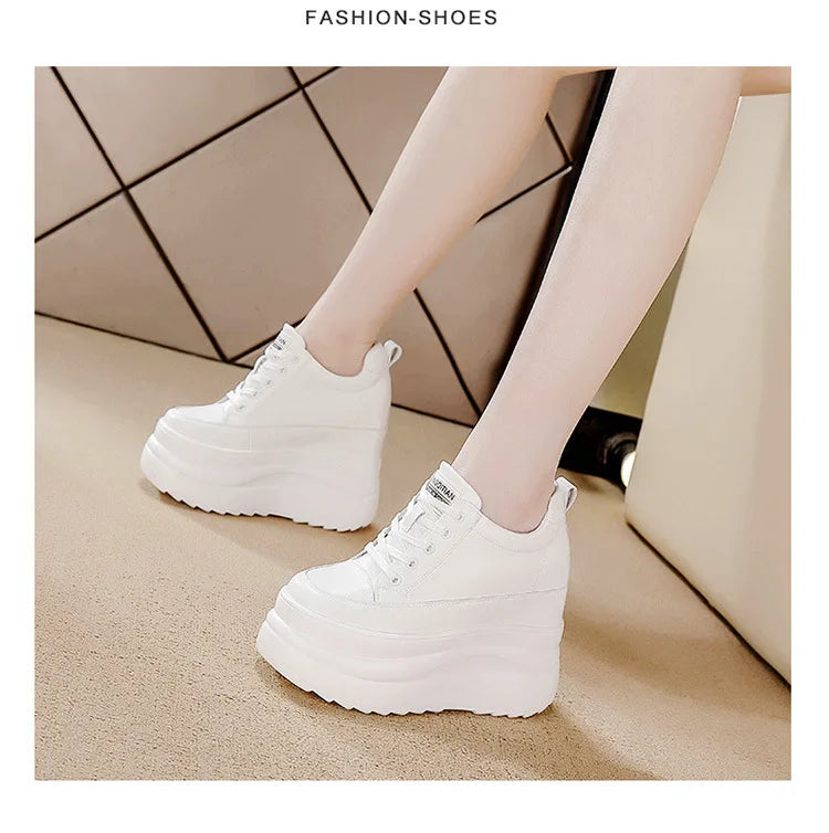 Fujin 13cm 2025 Echtes Leder Plateau Keilabsatz Flats Schuhe Chunky Sneaker Lässige Bequeme Hochwertige Herbst Spaziergangsschuhe