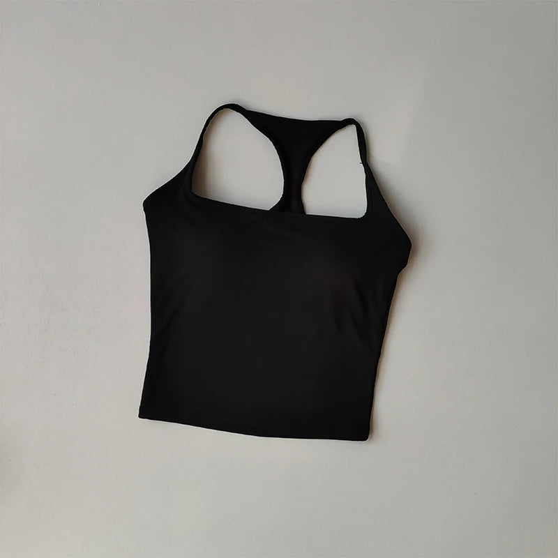 Sport- und Fitnessweste mit Brustpolster Sommer Stoßfest Schönheitsrücken Nude Feeling Anzug Pilates Training Yoga Top Yoga Kleidung