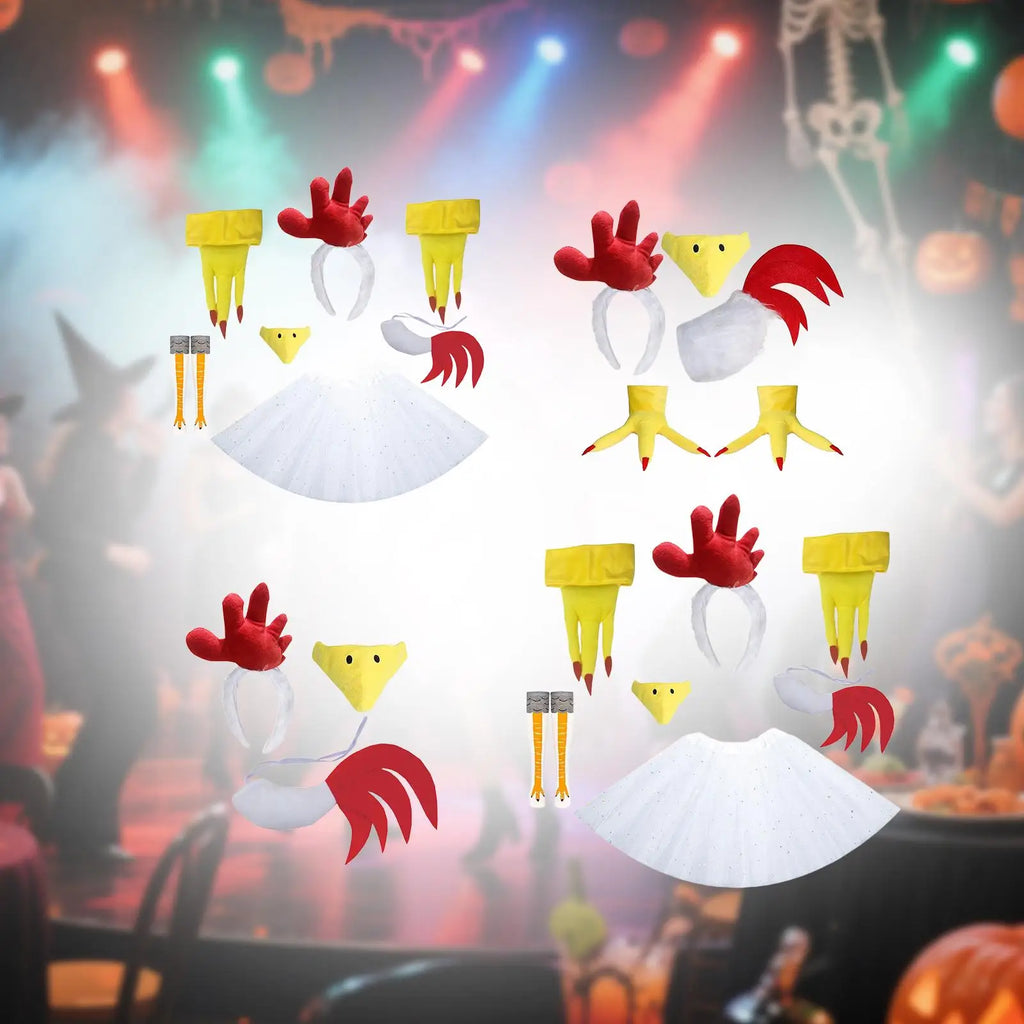 Hühnerkostüm-Set, auffälliges Neuheiten-Verkleidungs-Requisit für Fotobox, Cosplay für Thanksgiving-Partys, Events, Aufführungen, Rollenspiele
