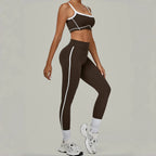 2PCS Damen Yoga-Set Hohe Taille Peach Hip Herausnehmbare Polsterung Sport-BH Hose Fitnessanzug Laufen Workout Gym Leggings Yoga-Set