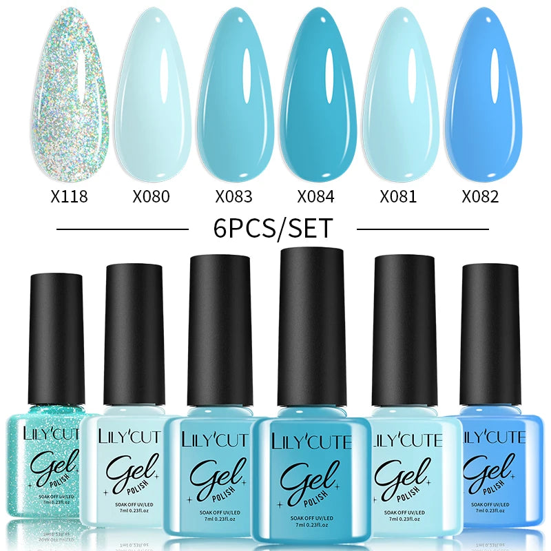 LILYCUTE Nagelgel-Politur-Set, Rosa Grün, Frühling, DIY-Nagelkunst-Design, lang anhaltend, Soak Off UV Gel, Maniküre, Malgel, Vernis-Kit