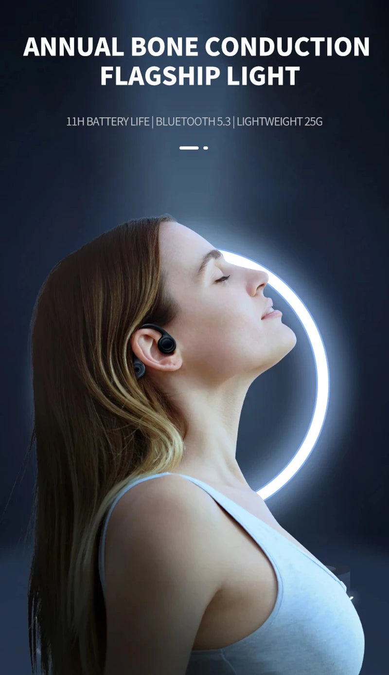 Lenovo Neue Real Knochenleitungs-Sportkopfhörer Kabelloser Ohrhörer Bluetooth-kompatibles Headset Freisprechfunktion mit Mikrofon zum Laufen