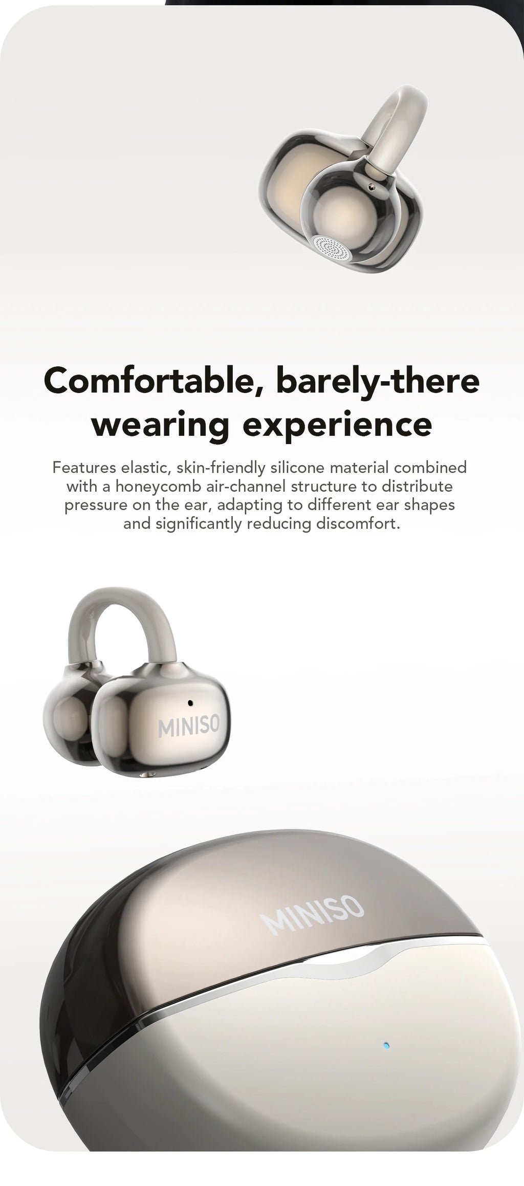 MINISO MS503 Kabellose Bluetooth-Kopfhörer KI-Übersetzungs-Ohrhörer Outdoor-Sport-Kopfhörer Klarer Klang Kopfhörer Weich Bequem