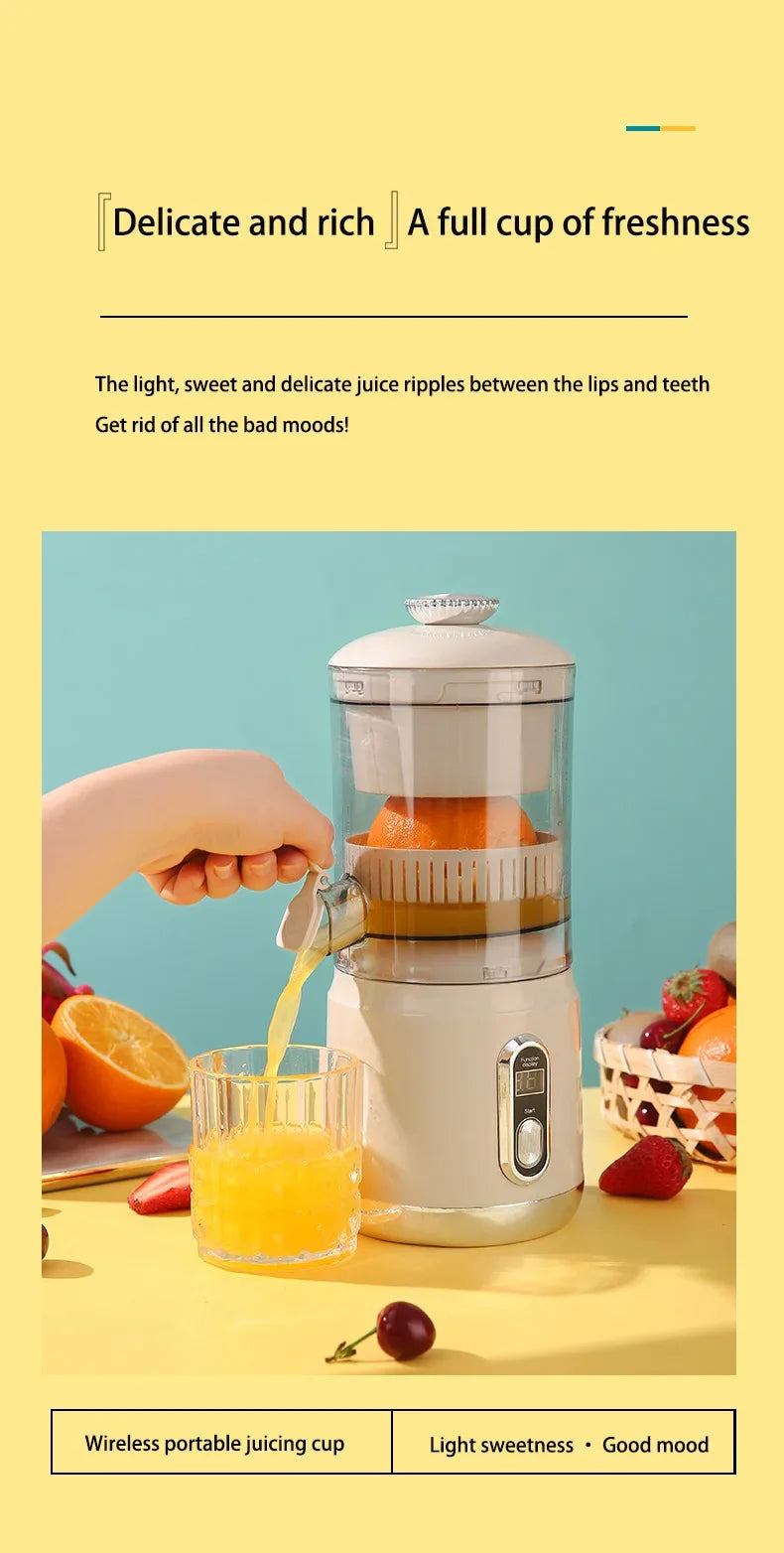 Elektrische Orangenpresse Tragbarer Zitrusentsafter Fruchtsaftpresse Fruchtfleischabscheider Entsafter USB-Ladefunktion 600 ml Smoothie-Mixer
