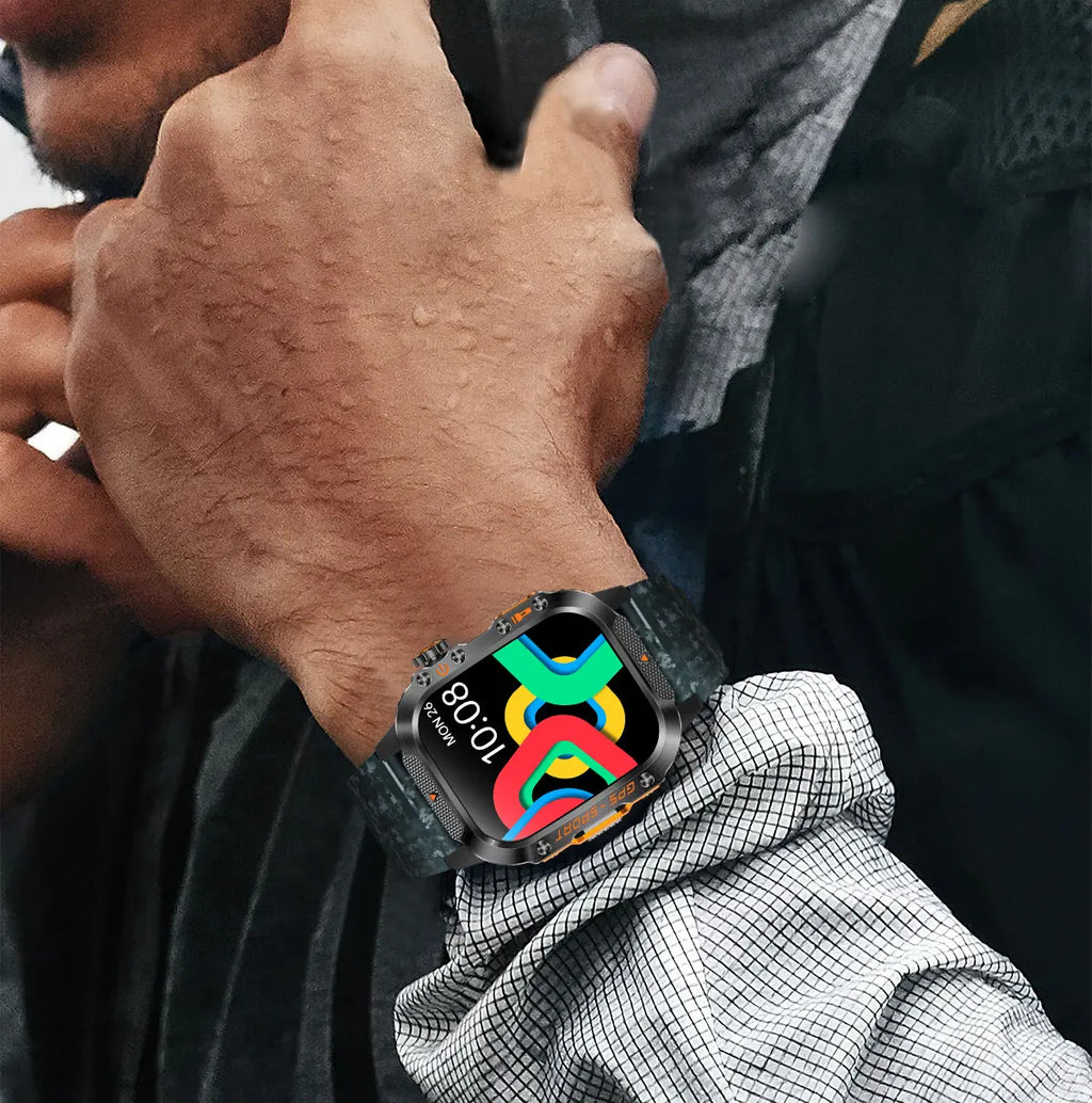 2025Neue GPS Smartwatch für Xiaomi IOS Militärkompass Taschenlampe Smartwatch Herren 10ATM Wasserdicht 100+Sportmodi BT Anruf Uhr