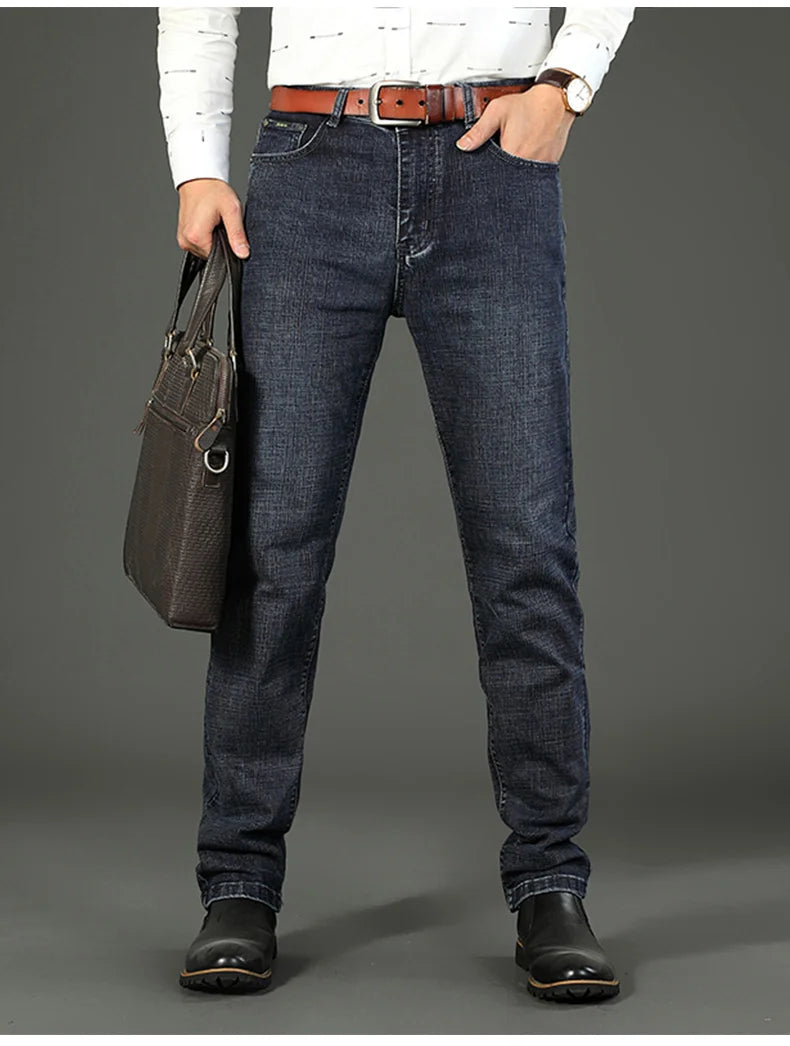 Wthinlee Neue Business Herren Jeans Casual Straight Stretch Fashion Klassische Blau Schwarze Arbeitshose Denim Hose Männer Kleidung