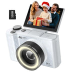 4K-Vlogging-Kamera, 180° drehbarer Bildschirm, Ringlicht & Beauty-Modus, Digitalkamera für Anfänger, 32-GB-SD-Karte enthalten, Weihnachtsgeschenk