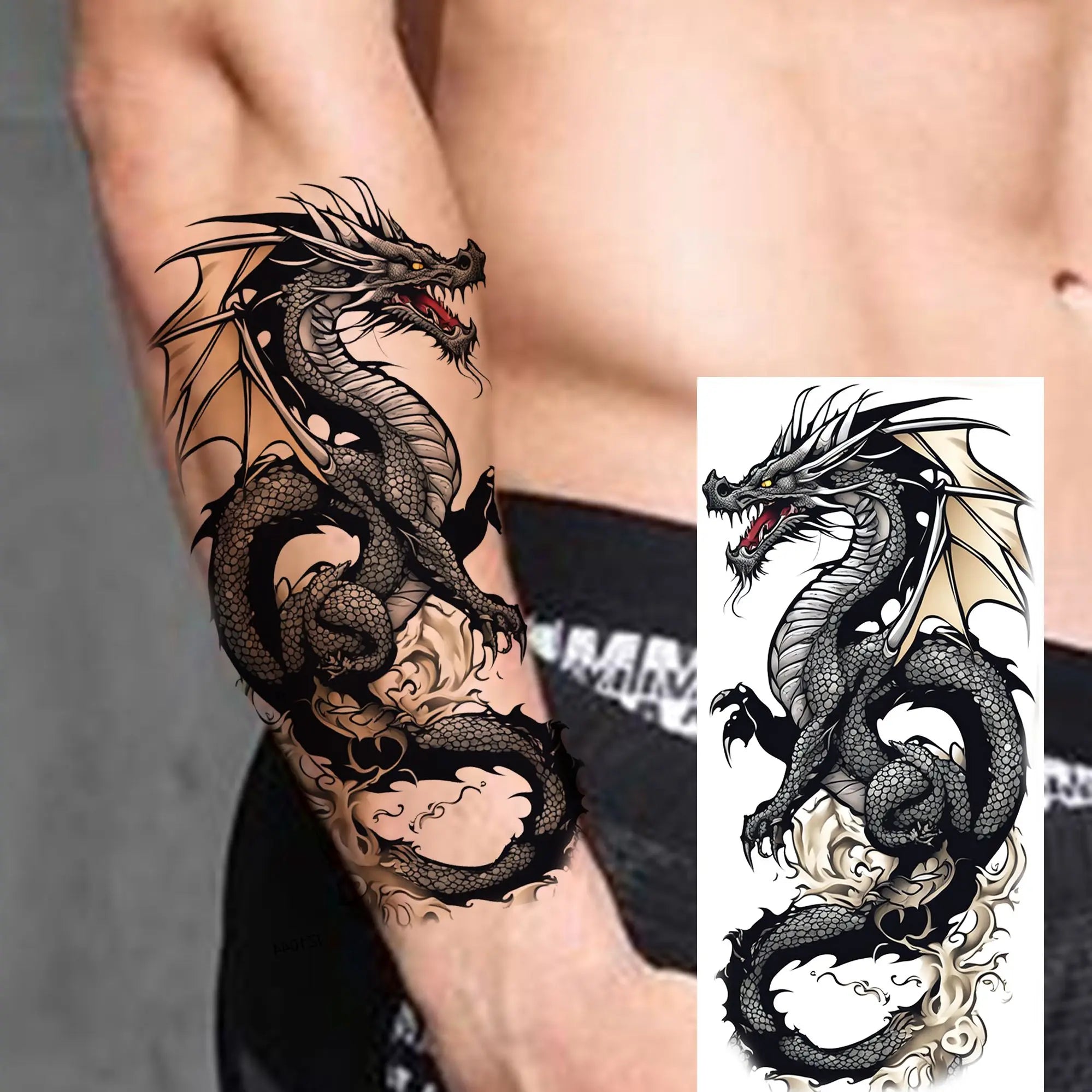 1 Blatt Kobra Schlange Drache Skorpion Temporäre Tattoos für Männer Frauen Wasserdicht Langlebig Löwe Tiger Wolf Fake Tattoo Aufkleber