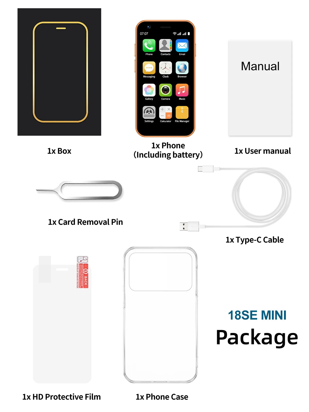 SERVO 18SE MINI Kleines Android Smartphone 3G WCDMA Dual SIM-Karte 2GB+16GB Play Store Wi-Fi Gesichtserkennung 3.0 Zoll Mini Smartphones