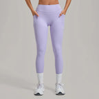 Women's Gym High-waisted High-stretch Yoga Pants with Side Pockets Leggings Workout Running Tights Quick-dry Fitness Trousers