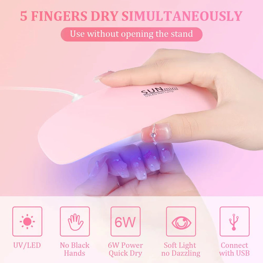 Acryl-Nagelset mit UV-Licht, professionelles Nagelset Acryl-Set für Anfänger mit allem 3PC Puder 24PC Glitzer Fake Tip