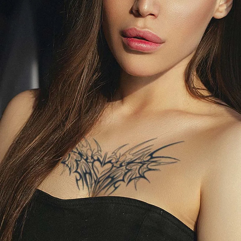 1 Stück charmante Tattoo-Aufkleber, wasserdicht, haltbar, ein bis zwei Wochen, für Mädchen, Bauch, Brust, Rücken, Taille, nicht reflektierend, Dornen-Cyan