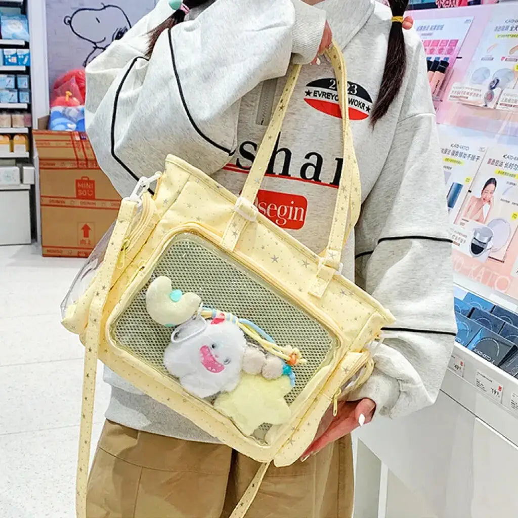 Neue Y2K Süße Japanische Ita Bag Lolita Mädchen Transparente Umhängetasche Große Kapazität Umhängetasche Lässige Tasche DIY Display Handtaschen
