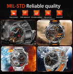2026 Neue TANK Ultra 1400mAh Akku Militär Smartwatch 10ATM Wasserdicht Herzfrequenz Taktische LED Taschenlampe Herren Sportarmband