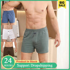 Herren Aro Unterhosen Unterwäsche 100% reine Baumwolle Schlafhose lose atmungsaktive Herren High Waisted Four Corner Boxershorts