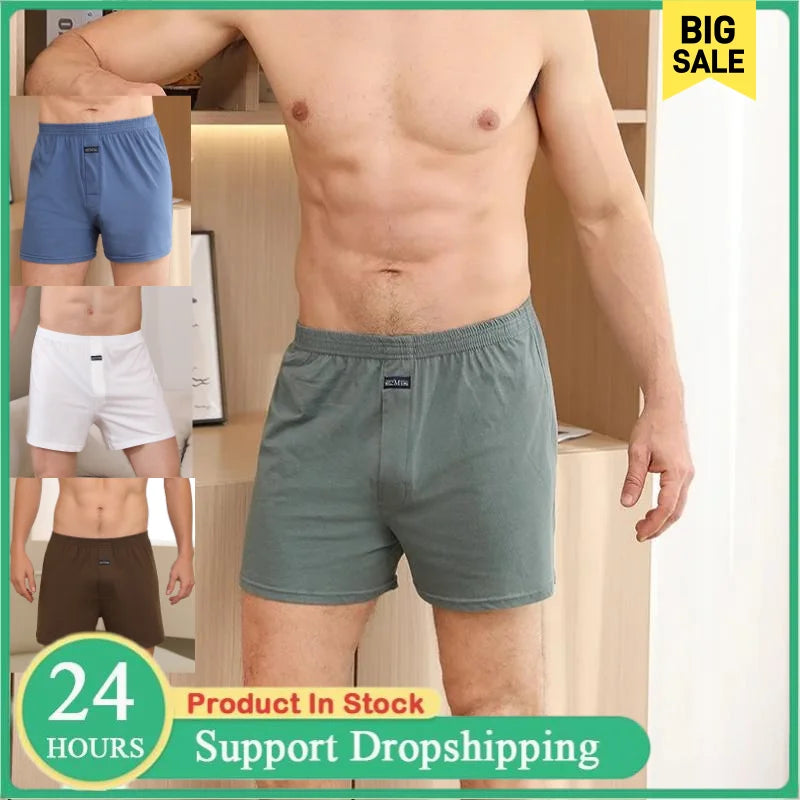 Herren Aro Unterhosen Unterwäsche 100% reine Baumwolle Schlafhose lose atmungsaktive Herren High Waisted Four Corner Boxershorts