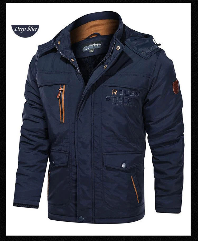 Herren Winterjacke Fleece-Futter Outdoor Parka Mantel Kapuzen-Windbreaker Militär Dick Warme Oberbekleidung Große Größe 6XL Multi-Taschen