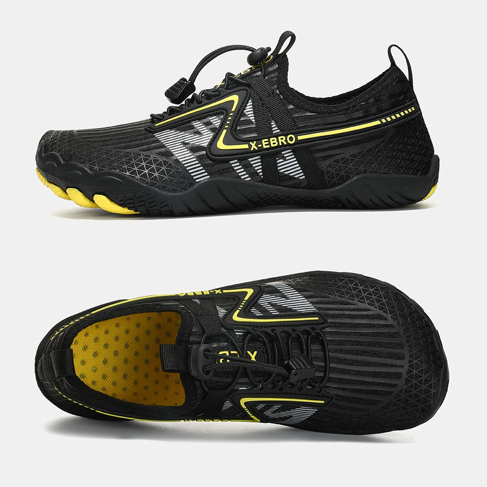 Oiaano Barfußschuhe Herren Schwarz Damen Wassernetz Minimalistische Sneaker Sport Aqua Strand Weiche Sohle Leicht Atmungsaktiv Outdoor Wandern
