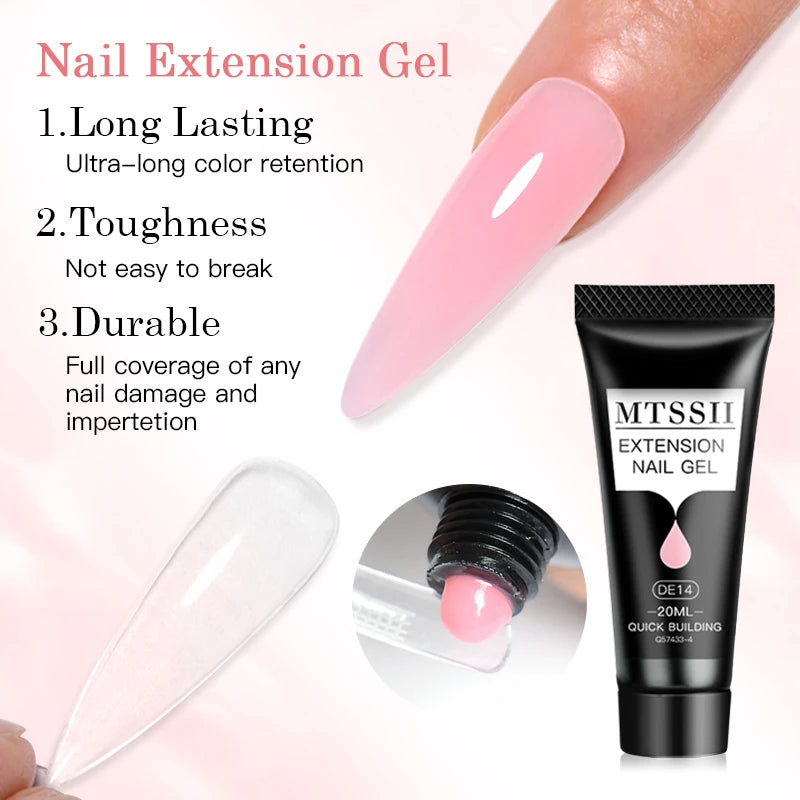 24-teiliges Set 20ml Poly Nail Extension Gel Kit Mini-UV-Lampe Versiegelung mit Basislack Überlack Professionelles Poly-UV-Nagelgel-Kit Starter-Kit