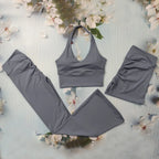 Scrunch-Sportanzug Damen Yoga-Set Gymnastik-Kleidung Sexy Sport-BHs und Schlaghosen-Sets Fitness-Outfits Damen Trainingskleidung
