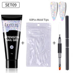 LILYCUTE 15ml Verlängerungsgel-Nagellack-Set Quick Nail Prolong mit Verlängerungsform-Nagelspitzen Acryl-Lösung Maniküre-Werkzeug-Kit