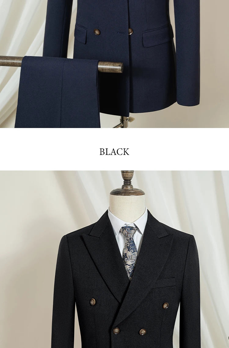 ST Cassy Dunkelblau Eleganter Herrenanzug 2-teiliges Set Moderne Hochzeitsanzüge für Herren Stilvoller Business-Büroanzug