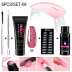 Poly Nail Gel Komplettset mit 6W LED-Lampe Nagelset für Anfänger Nagelspitzen Kunst 3D-Design Dekoration Verlängerung Maniküre Werkzeugset