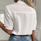 Sommer Blumenstickerei Spitzenbluse Mode Damen V-Ausschnitt Freizeitshirt Chic Kurzarm Hohl-Out Oberteile Elegante Blusen 24350