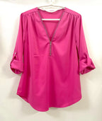 2024 Qualität Heißer Verkauf Plus Size Tiefer V-Ausschnitt Damenbluse Chiffon Coole lockere Hemd Mode Freizeit Damen Tops Sexy Reißverschluss Pullover