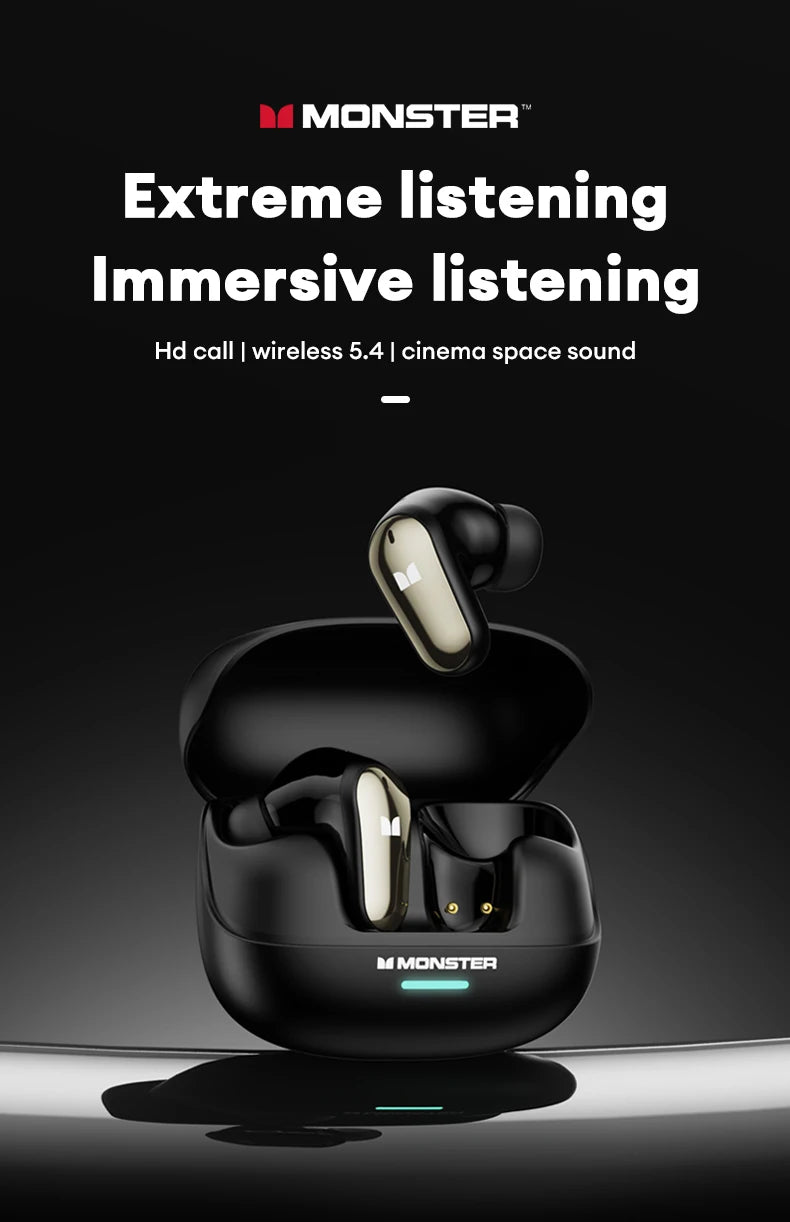 Monster MQT52 Bluetooth 5.4 Wireless Kopfhörer 24 Std. Akkulaufzeit Stereo-Kopfhörer Niedrige Latenz Gaming Dual-Modus Headset Geschenk