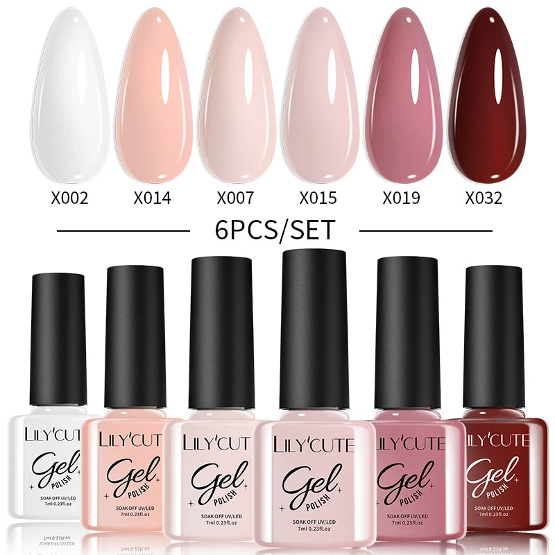 LILYCUTE 6PCS Gel-Nagellack-Set Sommer Neon Nagellack-Gel-Kits für DIY Nagel Semi-Permanenter UV-Lampe Gellack Nagellack-Set
