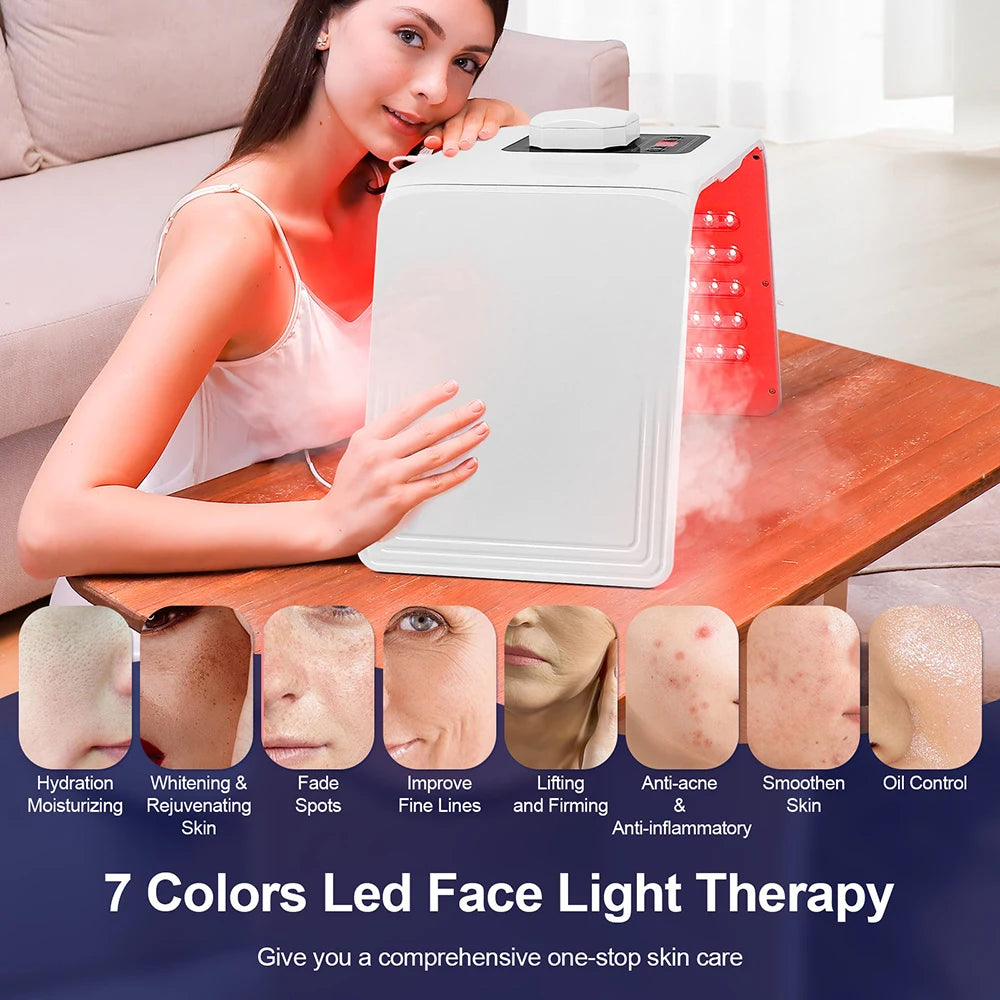 7 Farben LED Photon Schönheitsmaske Hautbefeuchtung Nano-Spray Gesicht & Körper SPA Hautpflege LED Gesichtsmaske
